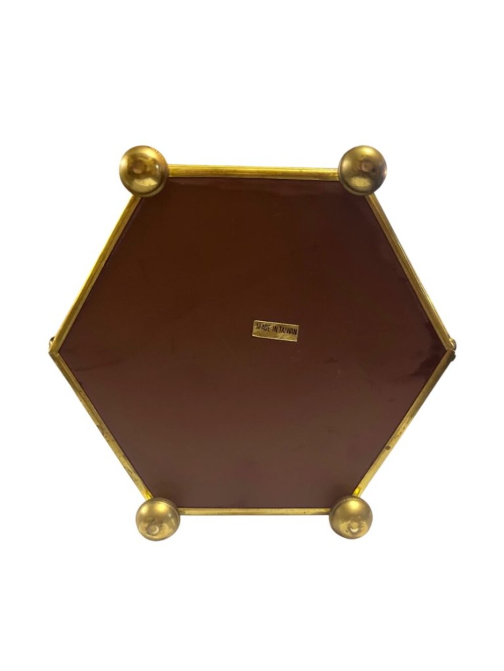 Hexagonal Stained Glass Jewelry Box With Owl Design & Brass Accents - Picture 7 of 7